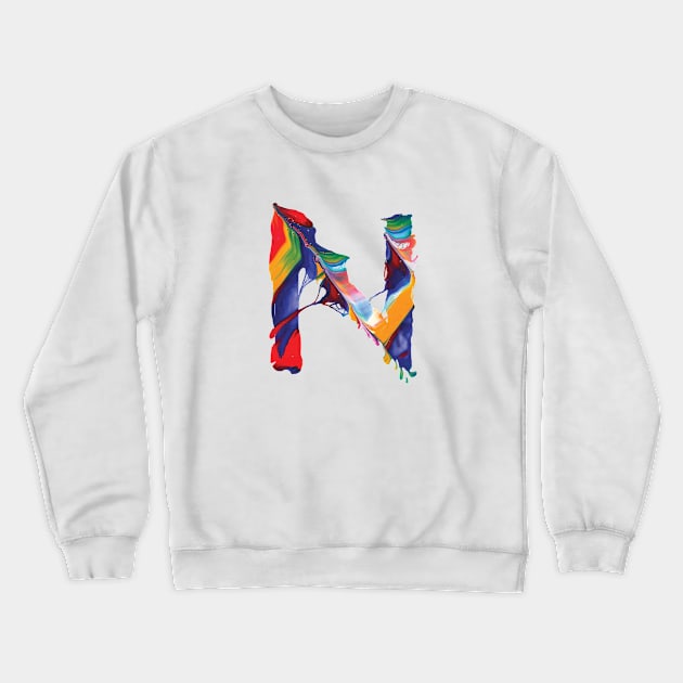 Colorful Painted Initial Letter N Crewneck Sweatshirt by Artifyio